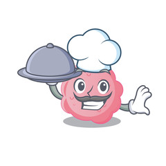 Anaplasma phagocytophilum chef cartoon character serving food on tray