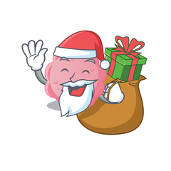 Cartoon design of anaplasma phagocytophilum Santa with Christmas gift