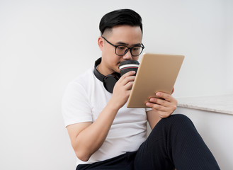 Home office scene of young Asian men