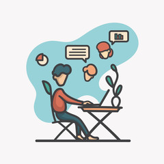 Man Work From Home Illustration