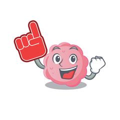 Anaplasma phagocytophilum presented in cartoon character design with Foam finger