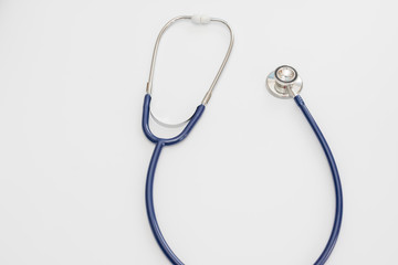 Stethoscope isolated on white, top view. Medical tool