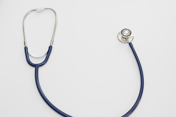 Stethoscope isolated on white, top view. Medical tool