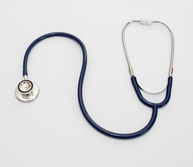 Stethoscope isolated on white, top view. Medical tool