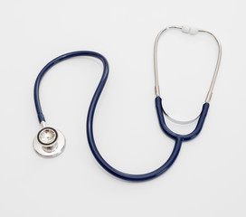 Stethoscope isolated on white, top view. Medical tool