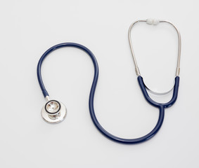 Stethoscope isolated on white, top view. Medical tool