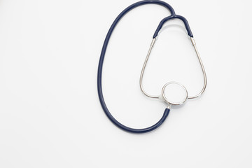 Stethoscope isolated on white, top view. Medical tool