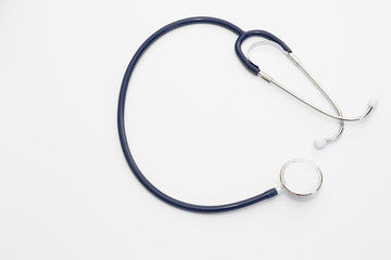 Stethoscope isolated on white, top view. Medical tool