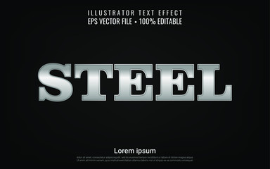 Editable text effect steel silver style