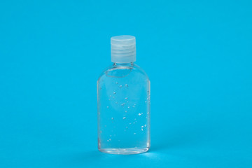 Coronavirus hand sanitizer gel for flu covid-19 virus prevention. Copy space