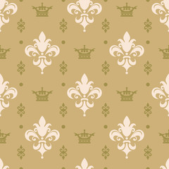 Damask ornament in the background. Seamless Wallpaper pattern. Fashionable Wallpaper for interior design. Cute vector pattern.