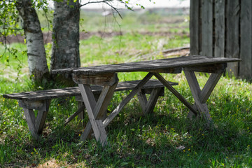 Naklejka premium wooden bench in the park