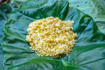 Com or green rice, is a dish in Vietnamese cuisine. It is not dyed green. From Hanoi, Vietnam