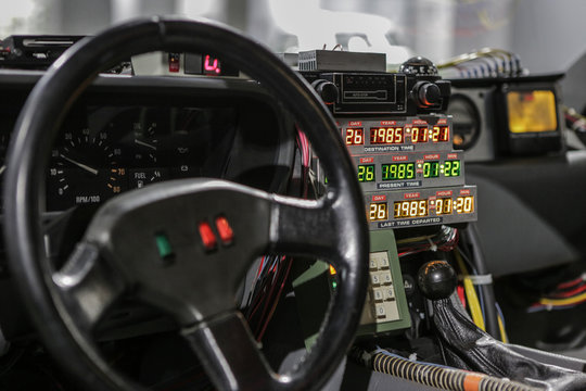 Las-Vegas, USA, September 2016 DMC DeLorean Back to the future movie car on auto exebition