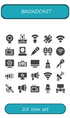 Modern Simple Set of broadcast Vector filled Icons