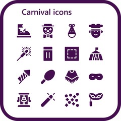 Modern Simple Set of carnival Vector filled Icons