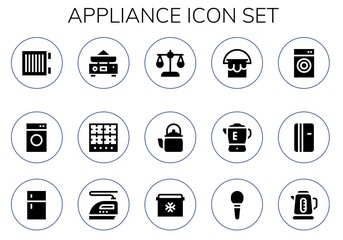 Modern Simple Set of appliance Vector filled Icons