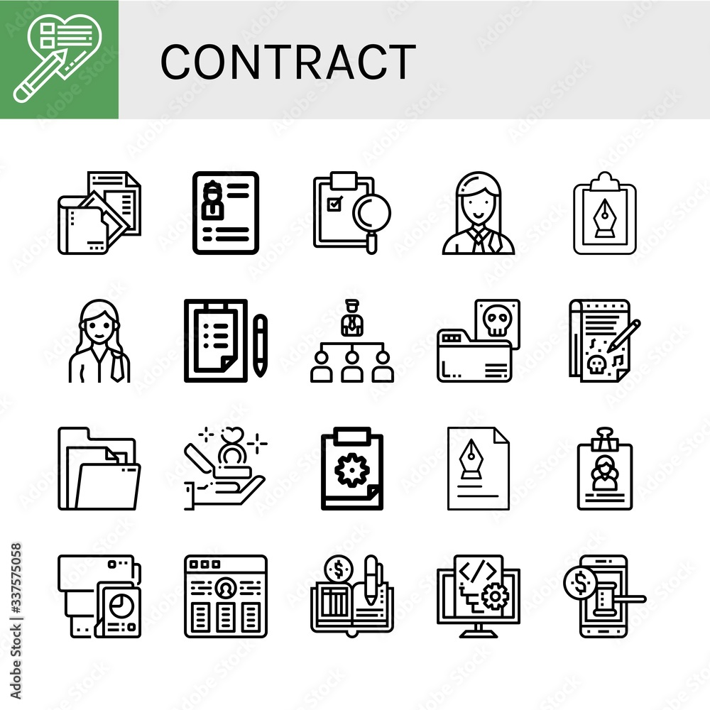 Poster contract simple icons set