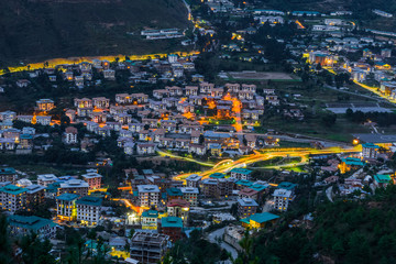 Light trails over the city during the rush hour