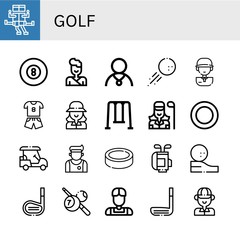 golf simple icons set