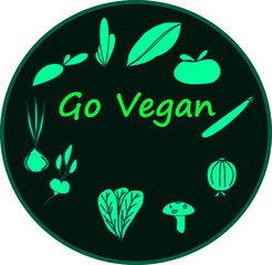 A vector logo depicting the concept of go Vegan,Vegan icon, Vegetable symbol