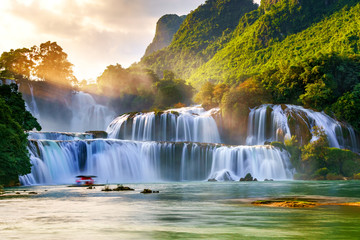 Royalty high quality free stock image aerial view of “ Ban Gioc “ waterfall, Cao Bang, Vietnam....