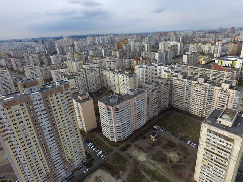 Panoramic view of Kiev at spring (drone image)