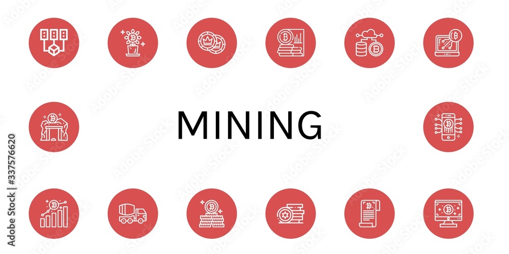 Poster mining simple icons set