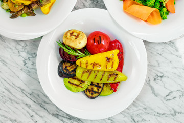 side dishes for the main course, grilled vegetables, beautiful serving