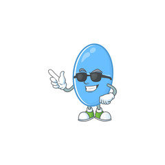 Super cute blue capsule cartoon character wearing black glasses