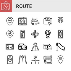 route simple icons set