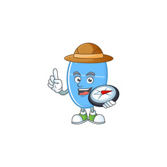 World explorer blue capsule cartoon design style using compass