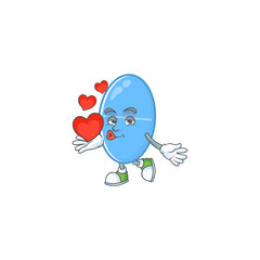 An adorable cartoon design of blue capsule holding heart