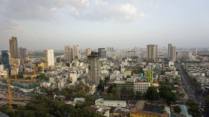 skyline of ho chi minh city at dusk