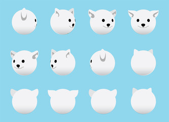 Animal Head Arctic Fox Animate Spinning Vector Illustration-01