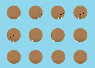 Animal Head Walrus Animate Spinning Vector Illustration-01