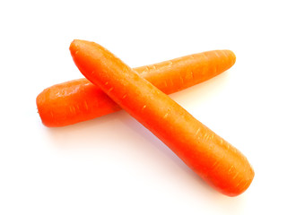 Top view of orange carrot isolated on white background.