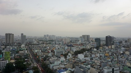 skyline of ho chi minh city at dusk