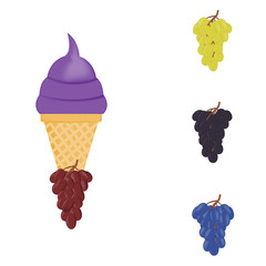 Vector illustration of colorful Fresh grape ice cream.