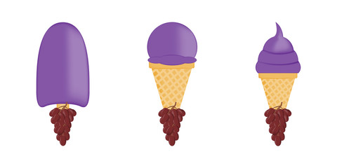 Vector illustration of colorful Fresh grape ice cream.