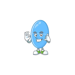 Blue capsule mascot cartoon design make a call gesture