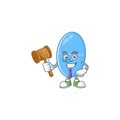Charismatic Judge blue capsule cartoon character design with glasses