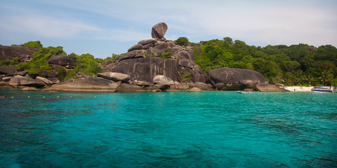 Wonderful turqoise sea at Andaman sea, Beautiful beach and gentle wave at  Island, Thailand