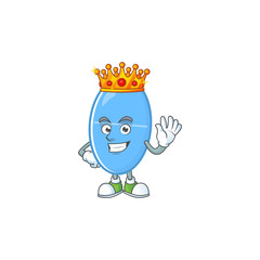 The Charismatic King of blue capsule cartoon character design wearing gold crown