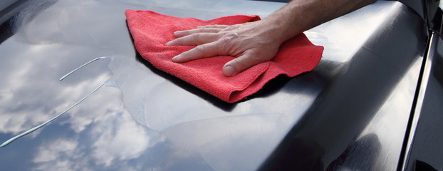 polishing a car by hand