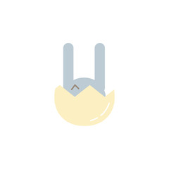 Rabbit and egg flat easter religion icon