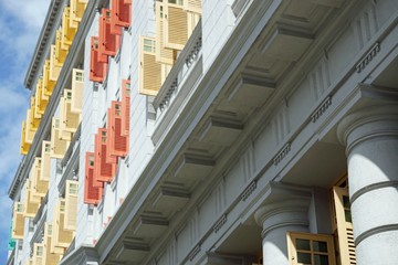 colorful wooden window shutters in singapore
