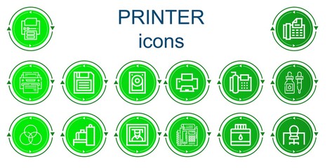 Editable 14 printer icons for web and mobile