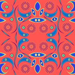 Abstract seamless colorful pattern exotic shapes backgrounds