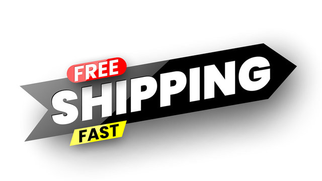 Free fast shipping banner. Vector illustration.